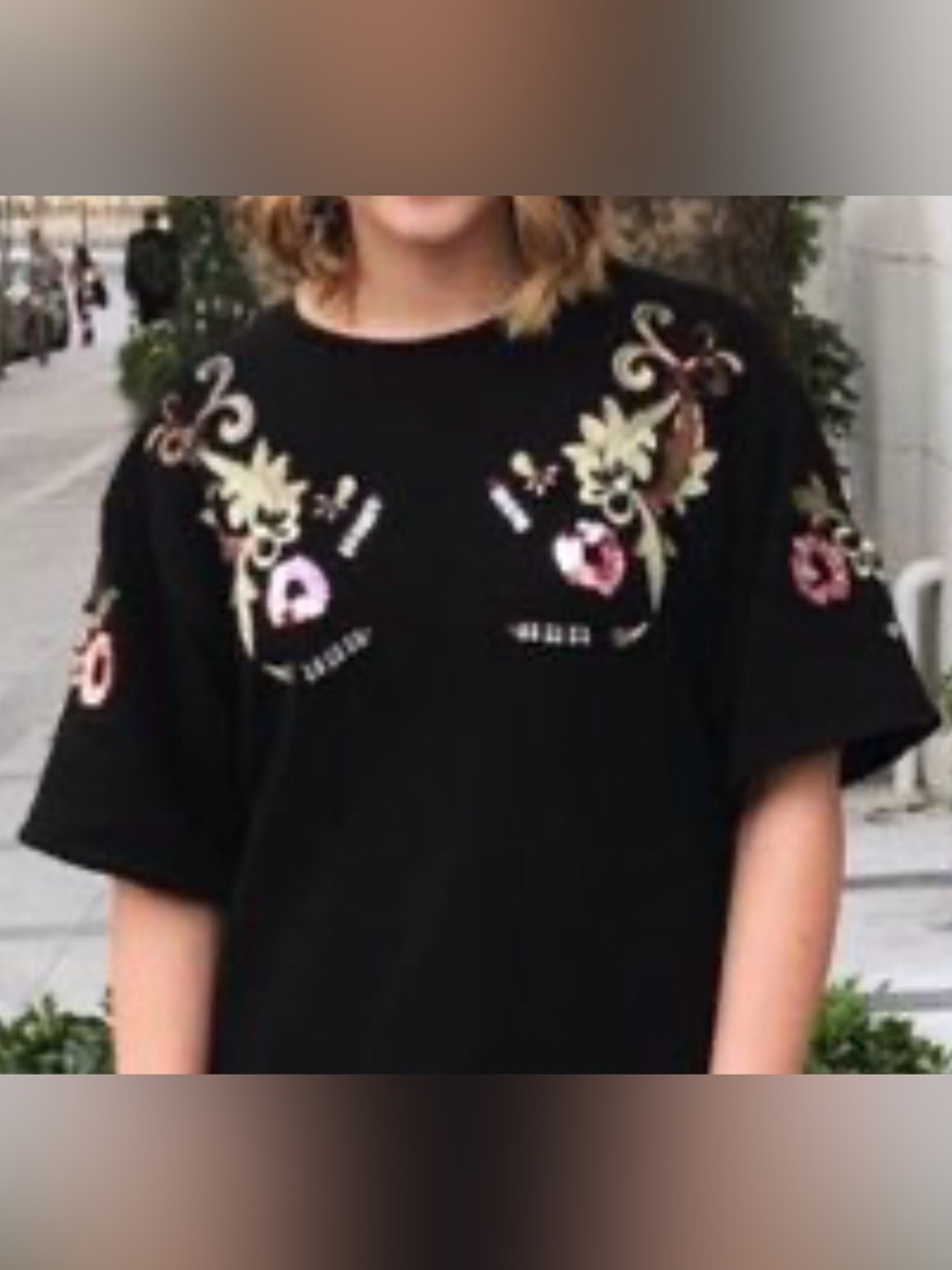 Zara Beaded Sequin Embroidered Embellished Shirt dress Tunic mini floral party S